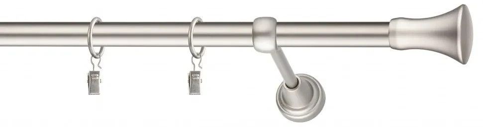 Dekorstudio Chrómová matná jednoradová garniža MONACO 19mm Dĺžka: 160cm, Typ uchytenia: Držiak modern, Typ príslušenstva: Krúžky tiché so štipcami