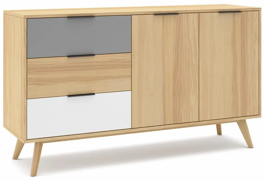 Nízka komoda z borovicového dreva v prírodnej farbe 140x81 cm Elfa - Marckeric