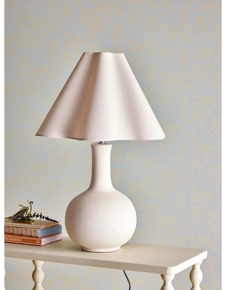 Krémová stolová lampa s textilným tienidlom (výška 60 cm) Heide – Bloomingville