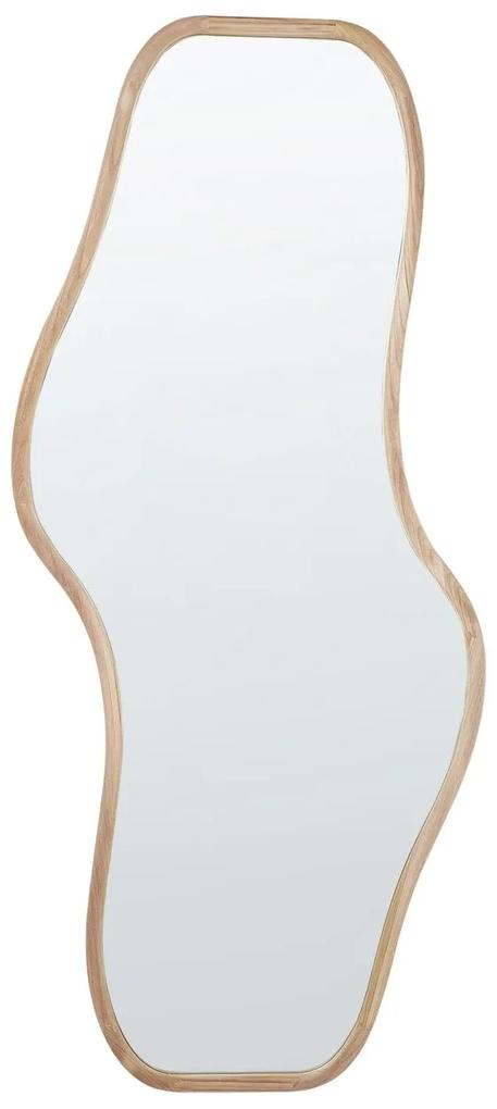 Drevené nástenné zrkadlo 79 x 180 cm svetlé drevo BIOLLET Beliani