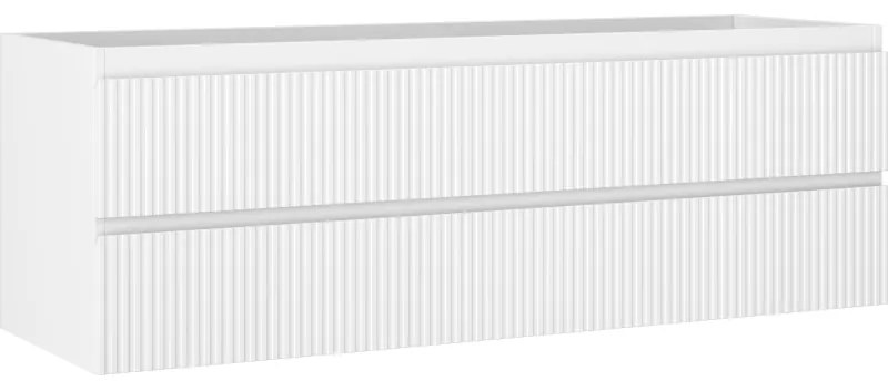 Mexen Rivel, kúpeľňová skrinka pod umývadlo 140 cm, 2 zásuvky, drážkovaná, biela matná, 91A20-14047-2-BFF01