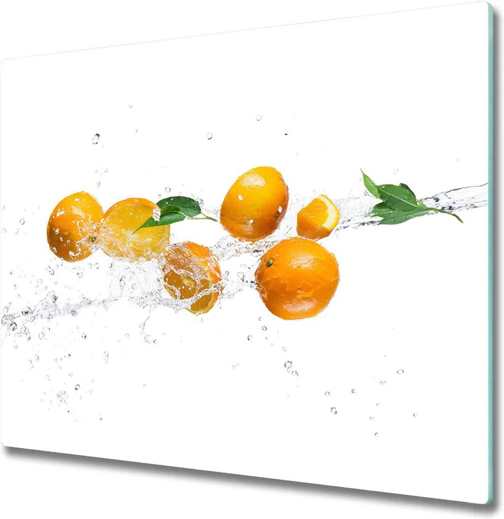 Skleněná krájecí deska Pomeranče a voda