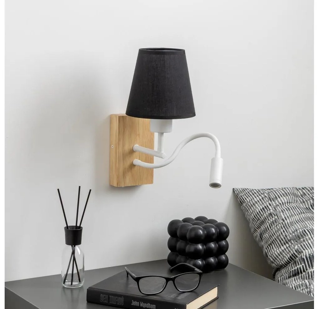 Brilagi - LED Nástenná lampa NUBILA WOOD 1xE27/25W/230V + LED/3W dub/čierna