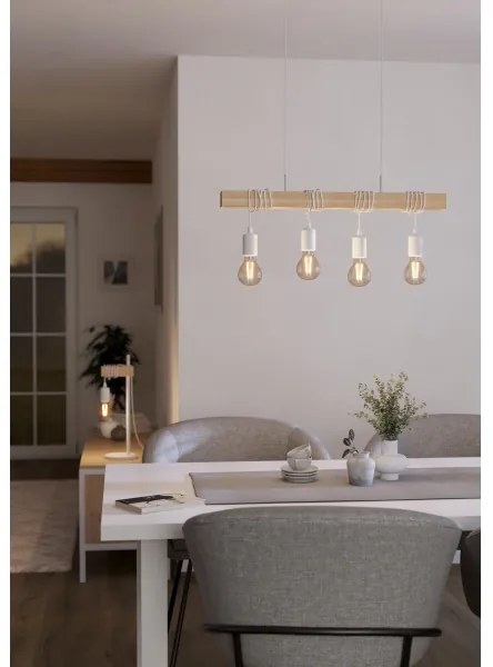 Eglo 43704 - Závesné svietidlo na lane TOWNSHEND 4xE27/60W/230V