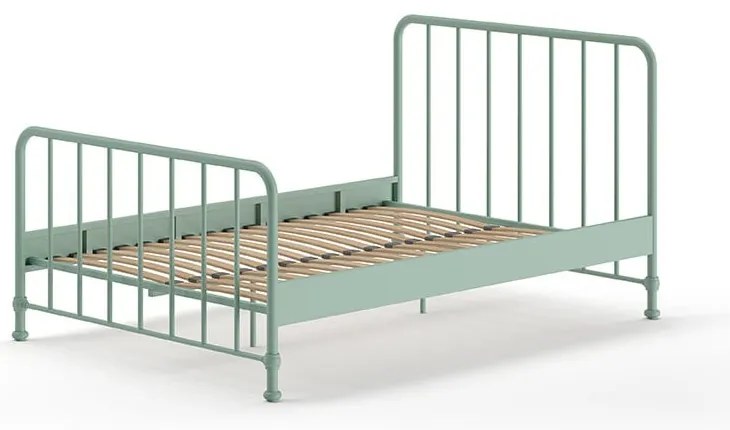 Zelená kovová jednolôžková posteľ s roštom 140x200 cm BRONXX – Vipack