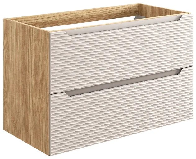 Závesná skrinka Oceán I so zápustným umývadlom 90 cm béžová/dub olejovaný