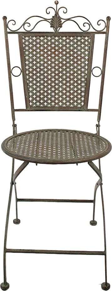 Zeleno-hnedá antik kovová bistro stolička Zio - 43*45*96 cm