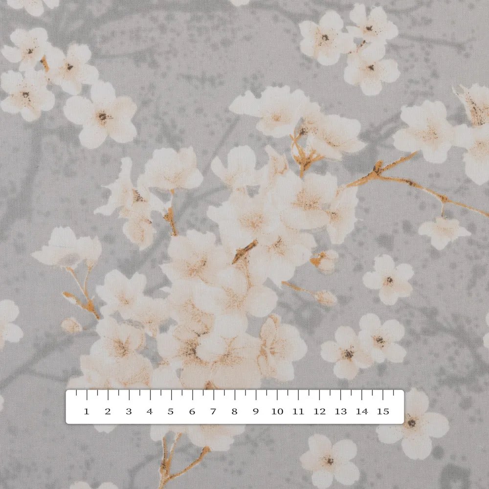 Biante Bavlnený obdĺžnikový obrus Sandra SA-634 Biele čerešňové kvety na sivom 140x220 cm