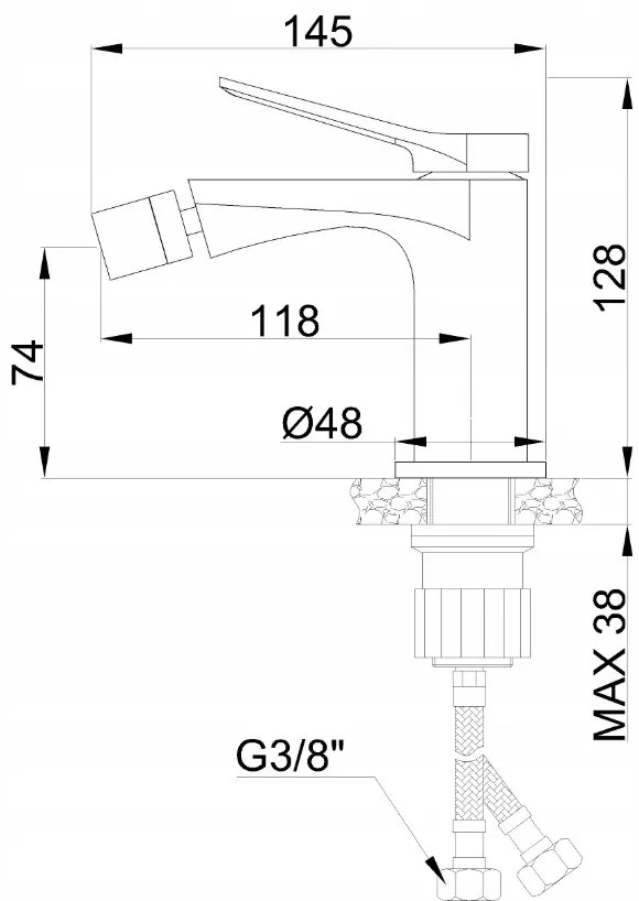 Invena Alonia, bidetová batéria h-128, chrómová, INV-BB-70-001-V