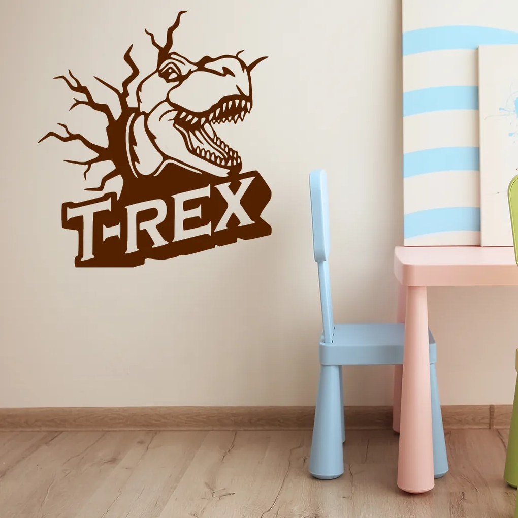 Veselá Stena Samolepka Dinosaurus T-REX Farba: fialová, Veľkosť: 40 x 43 cm