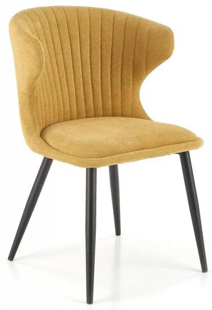 Jedálenská stolička MERMA — oceľ, látka, žltá