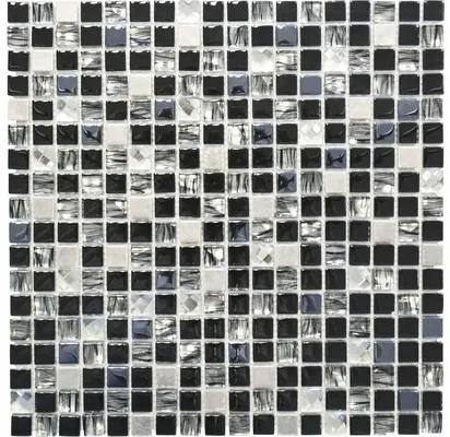 Sklenená mozaika s kovom Crystal štvorcová XCM M780 30,0x30,0 cm čierna