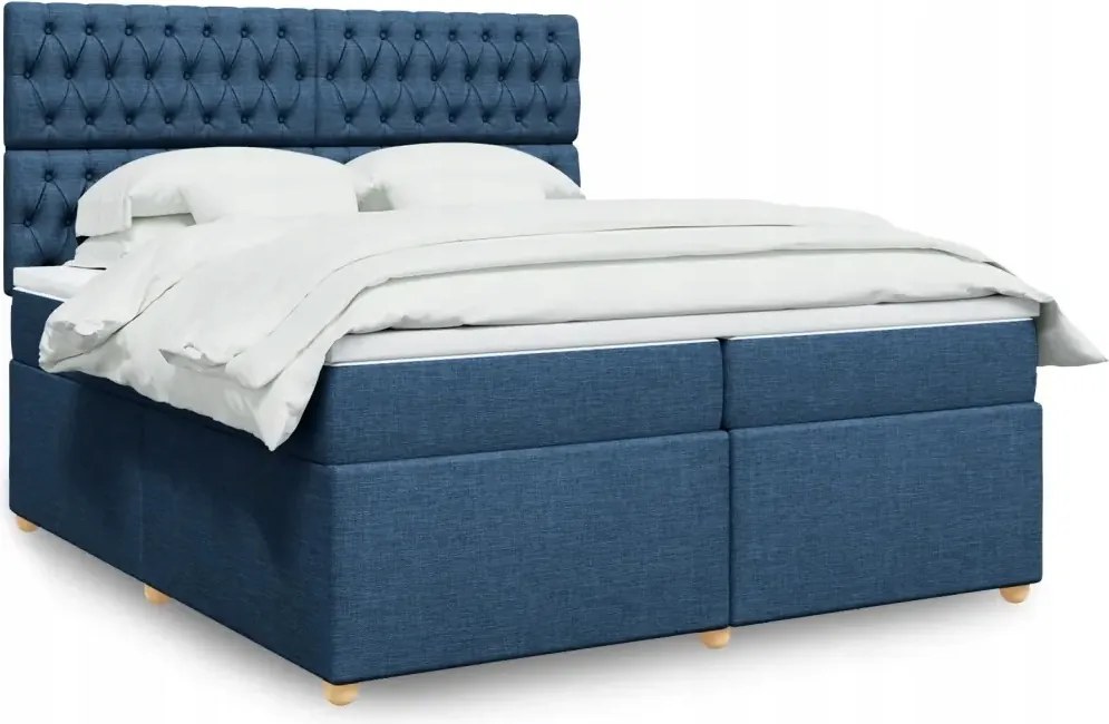 vidaXL Boxspring posteľ s matracom modrá 200x200 cm látka