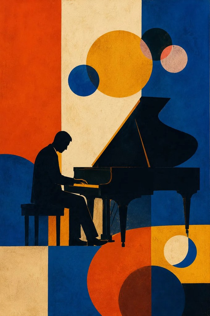 Pianista - Metalický obraz 70x50cm