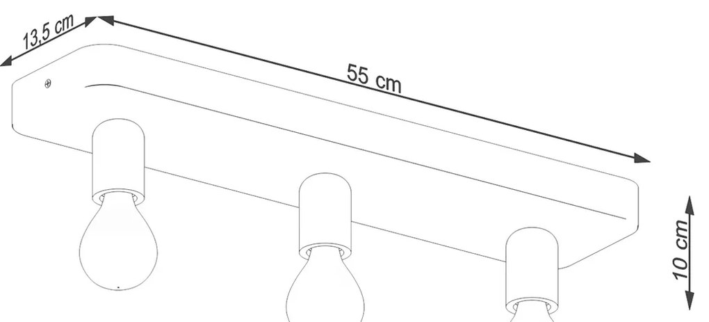 Stropné svietidlo Tavo 3, čierne telo svietidla, betón