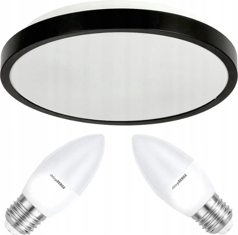 LED stropné svietidlo 2xE27 IP20 LARI-R ČIERNA + 2xE27 10W teplá biela sviečka