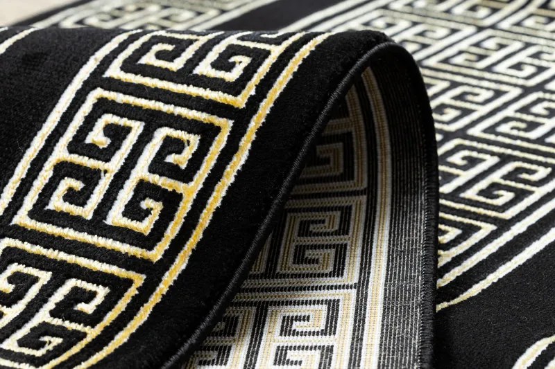Dywany Łuszczów, Koberec behúň Gloss 6776 86 greek black/gold, 60x300, žltá, kancelária