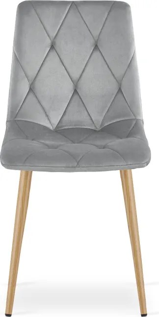 Set dvoch jedálenských stoličiek LIBRA zamatové, svetlosivé / hnedé nohy (2 ks)