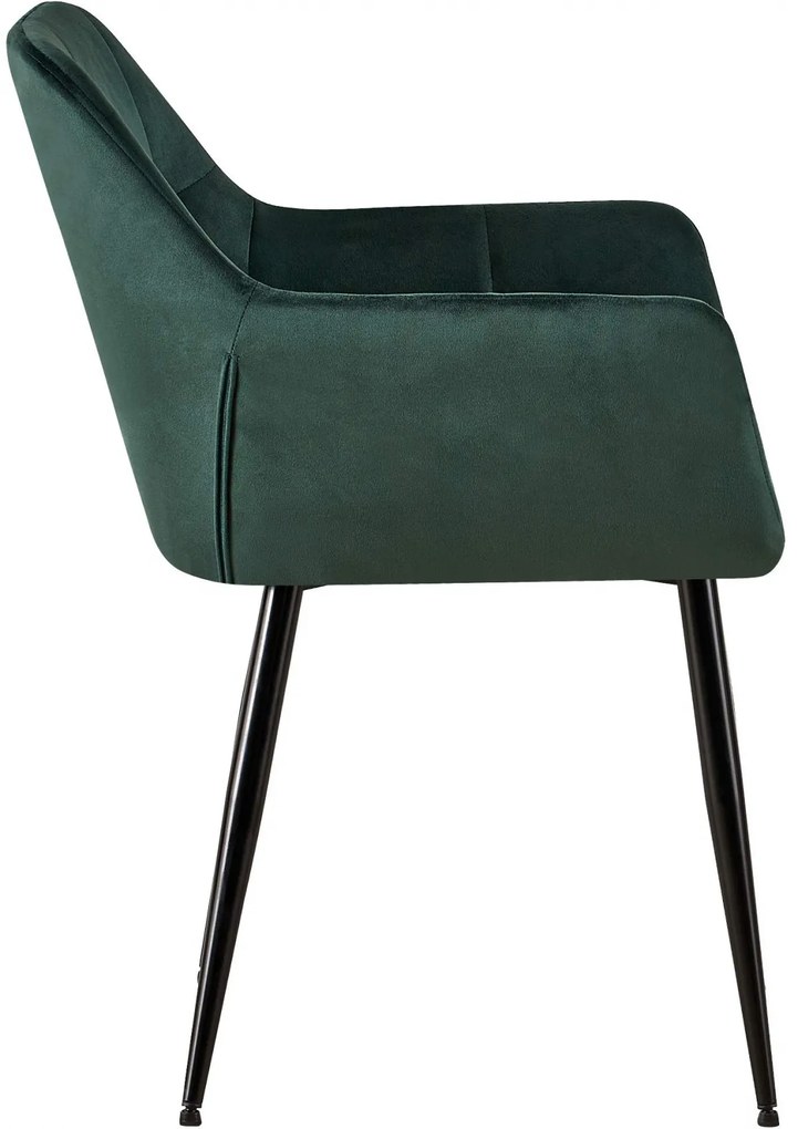 Design-Shop Jedálenská stolička Emia (SET 2 ks) - zamat, kovové nohy čierne - Zelená