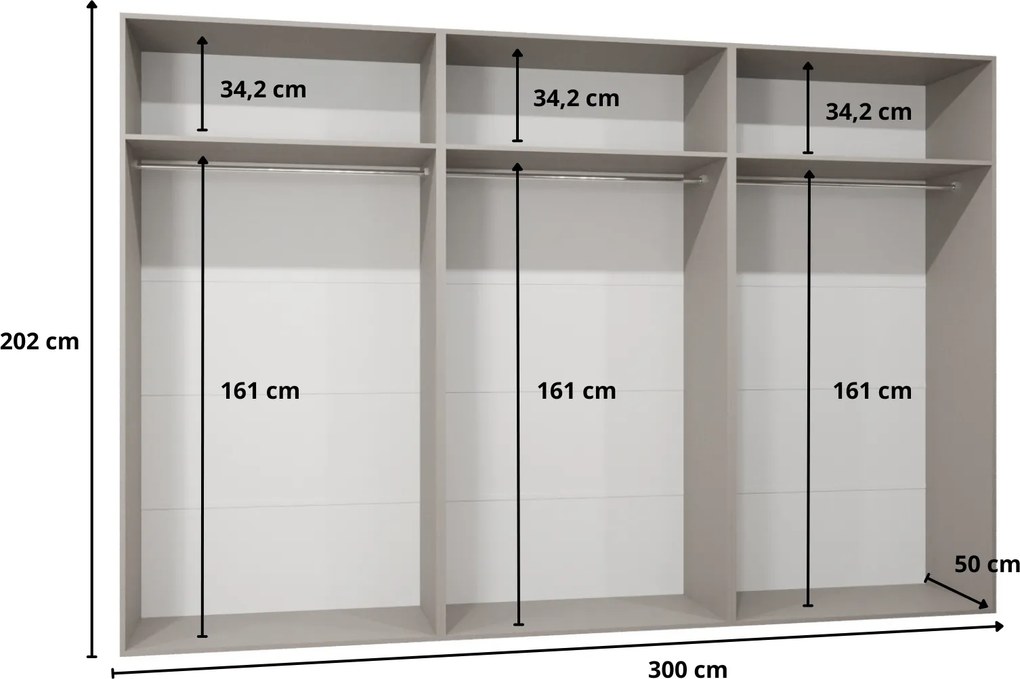 Šatníková skriňa Alaris 2 300 (biela + kašmír) (so zrkadlom). Akcia -20%. Vlastná spoľahlivá doprava až k Vám domov. 1144200
