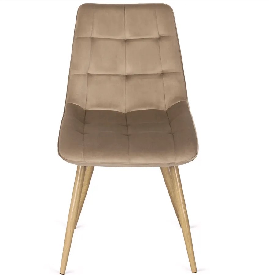 Sada stola SKUBI 120-160 cm Artisan Oak a 4 béžových stoličiek RODRI