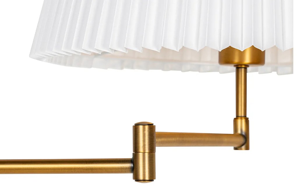 Bronzová stojaca lampa s bielym skladaným tienidlom a nastaviteľným ramenom - Ladas Deluxe