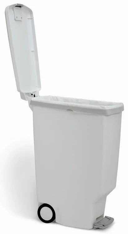 Úzky pedálový kôš 40 l biely plast, biela