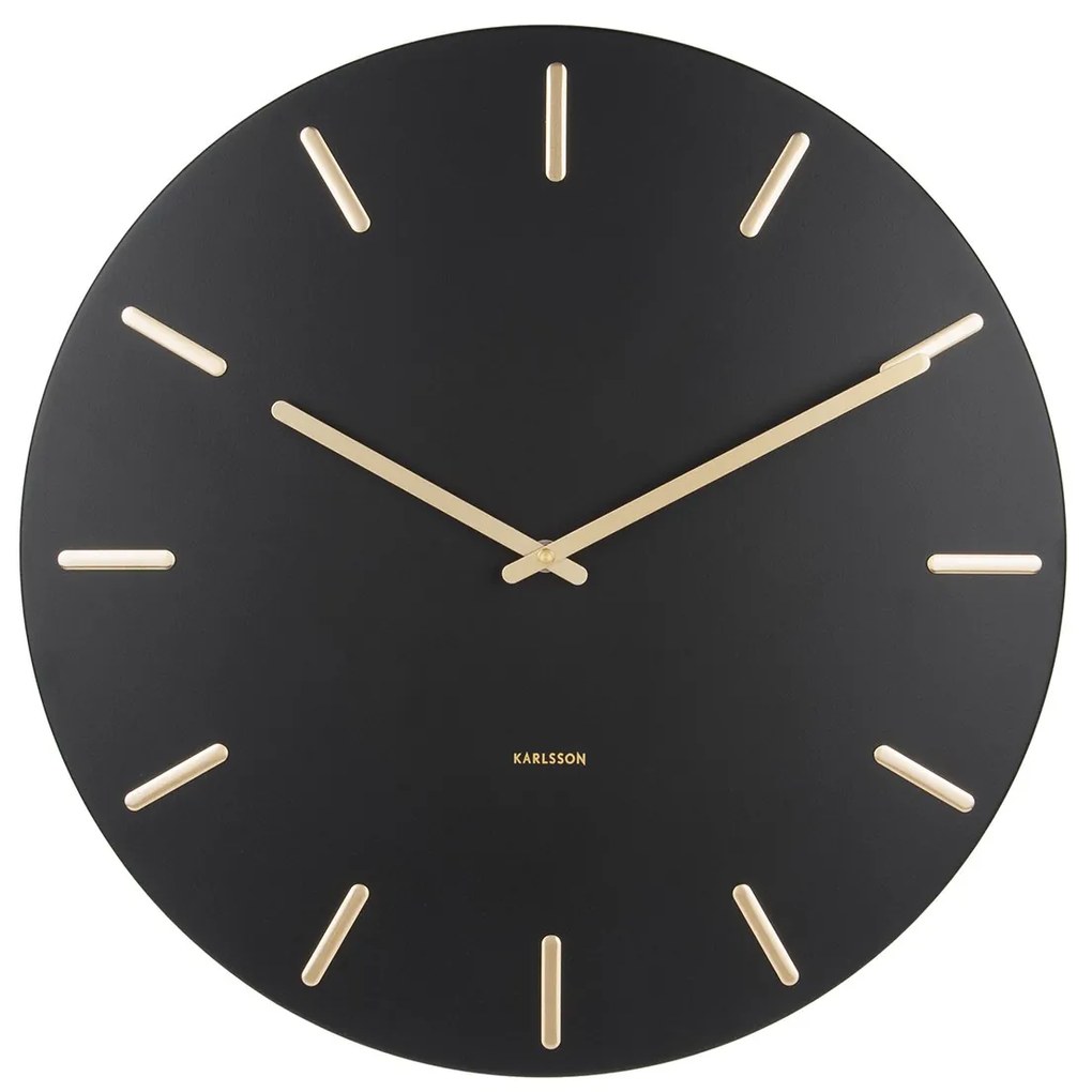 KARLSSON Nástenné hodiny Charm čierne 45 × 3,5 cm