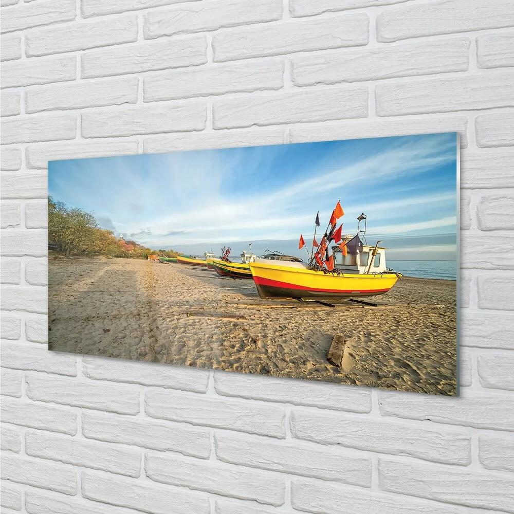 Sklenený obraz Gdańsk Beach lode sea 125x50 cm