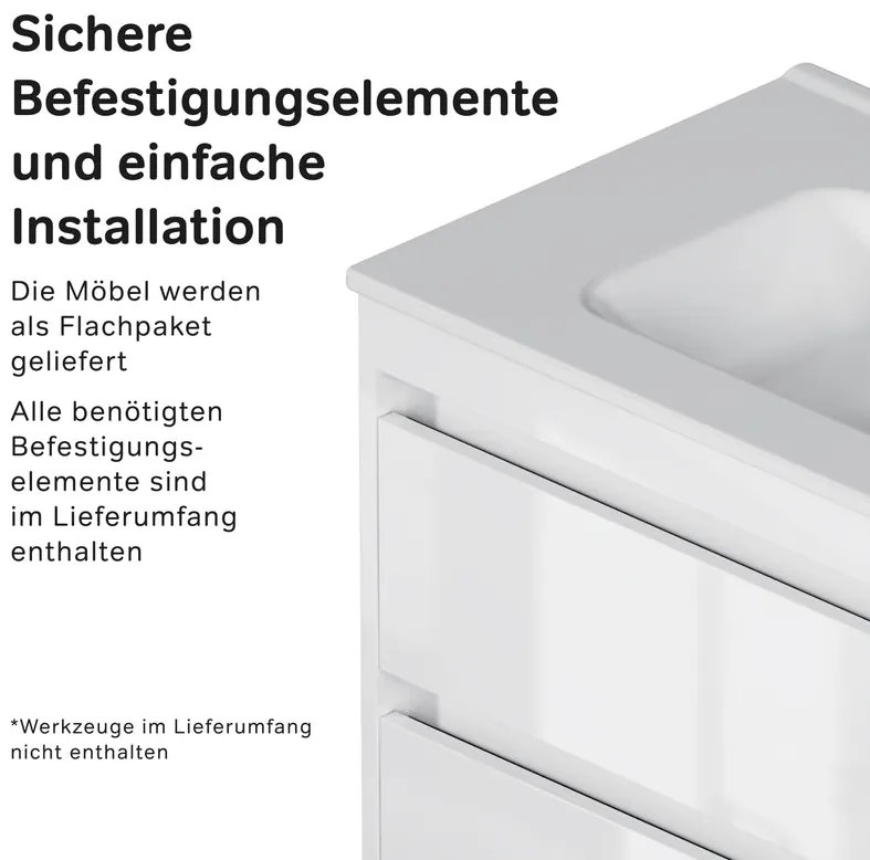 Skrinka s umývadlom 80 AM.PM Spike MPA-FHX0802WG-WCC0802WG závesná, 2 zásuvky, lesklá biela