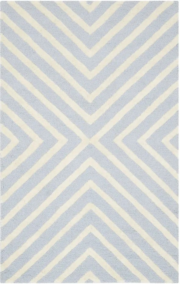 Svetlomodrý vlnený koberec Prita Light Blue, 91 × 152 cm