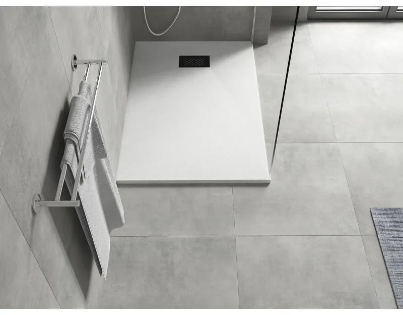 Mexen Hugo, obdĺžniková sprchová vanička SMC 110 x 90 cm, biela, čierna krytka, 42109011-B