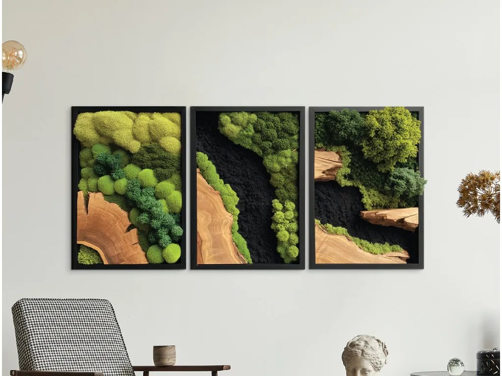 drevko |  Trojdielny machový obraz Hlbočina (UV tlač)  41 x 90 cm