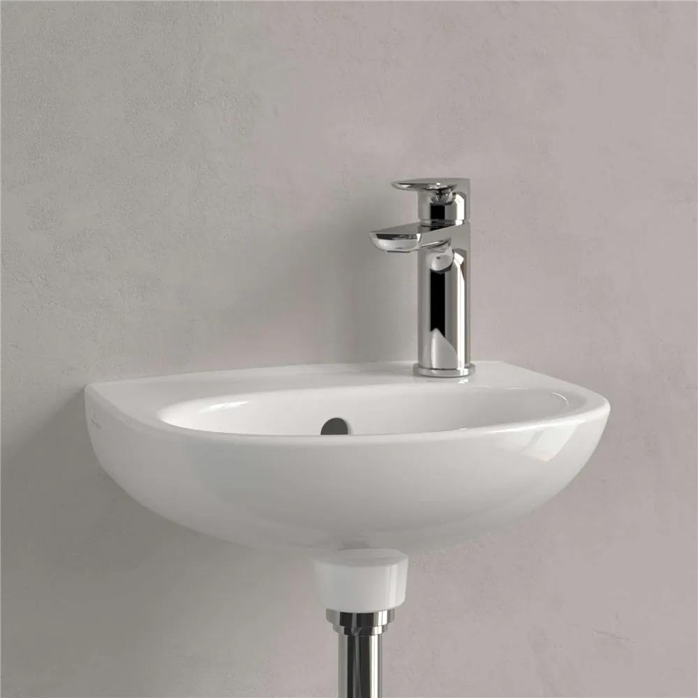 VILLEROY &amp; BOCH O.novo závesné umývadielko s otvorom vpravo, s prepadom, 360 x 275 mm, biela alpská, s povrchom CeramicPlus, 43403RR1