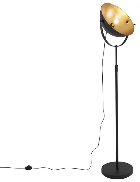 Stojaca lampa čierna so zlatom 35 cm nastaviteľná - Magnax