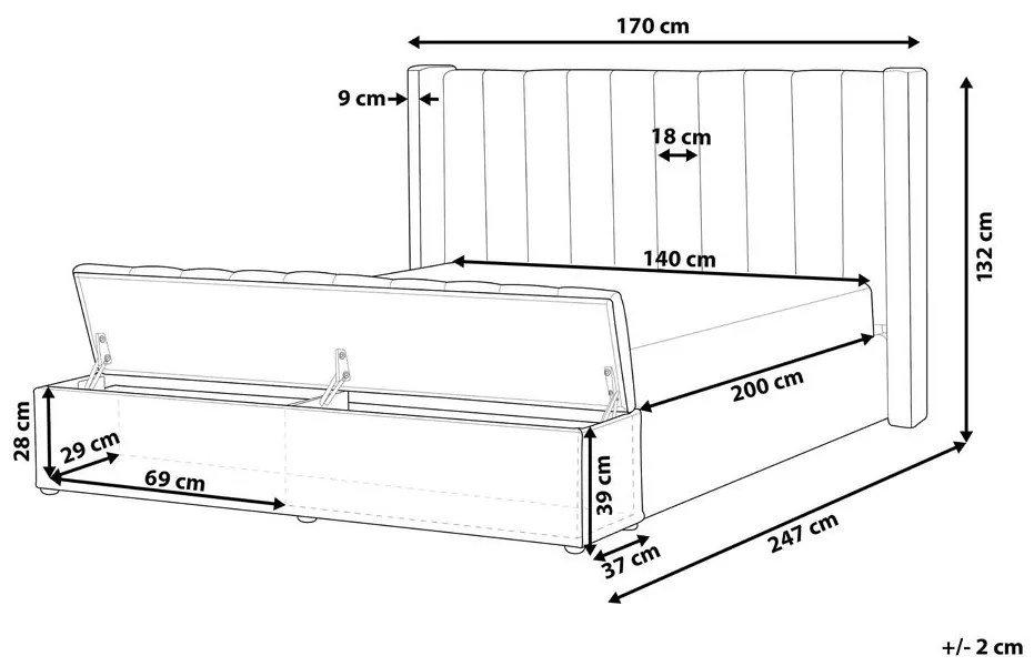 Manželská posteľ 140 cm NAIROBI (textil) (fialová) (s roštom). Vlastná spoľahlivá doprava až k Vám domov. 1023105