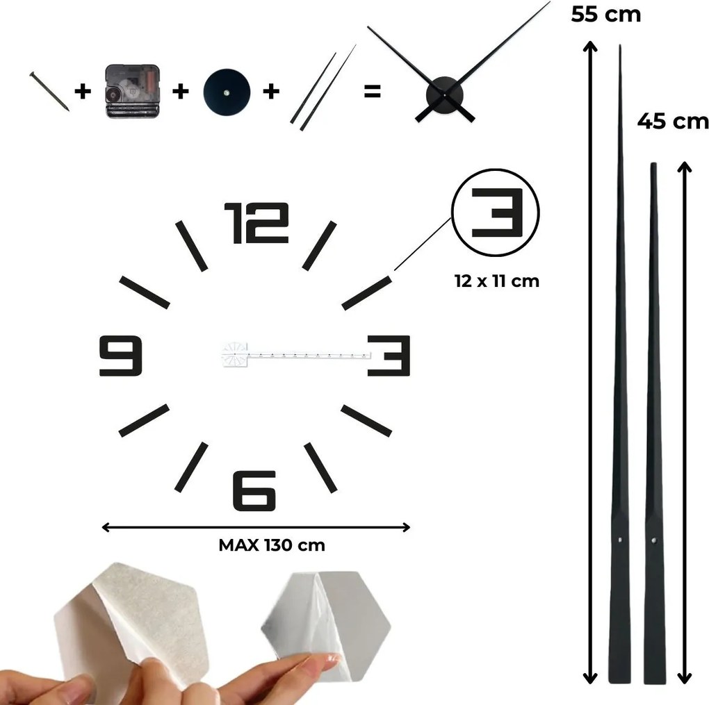 SENTOP | Moderné nalepovacie hodiny na stenu z plexiskla – tichý chod I SENTOP X0037 analógové