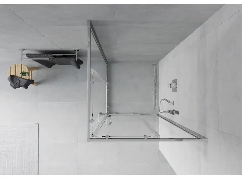 Mexen Rio, štvorcový sprchovací kút s posuvnými dverami 70(dvere) x 70(dvere) x 190 cm, 6mm číre sklo, chrómový profil, 860-070-070-01-00