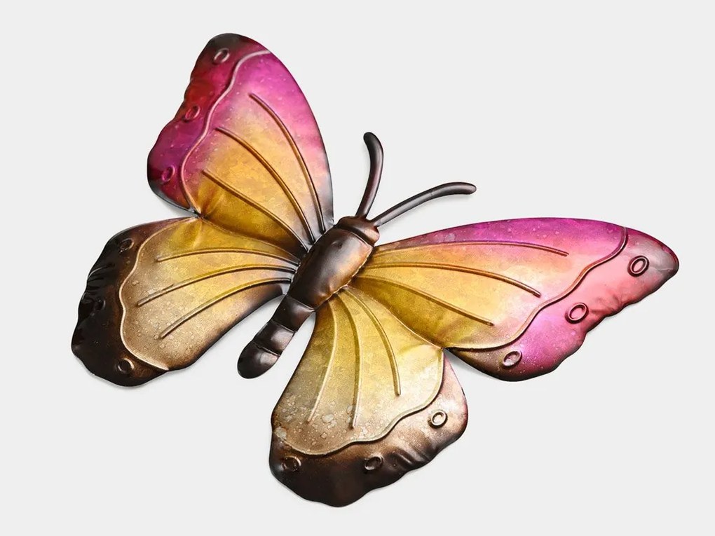 Nástenná kovová dekorácia motýľ BUTTERFLY 40 cm - viac farieb Farba: Fialová