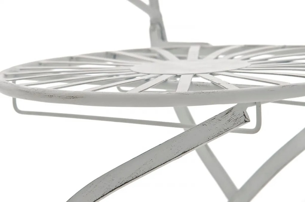 Súprava kovových stoličiek a stola Indra (SET 2+1) - Biela antik