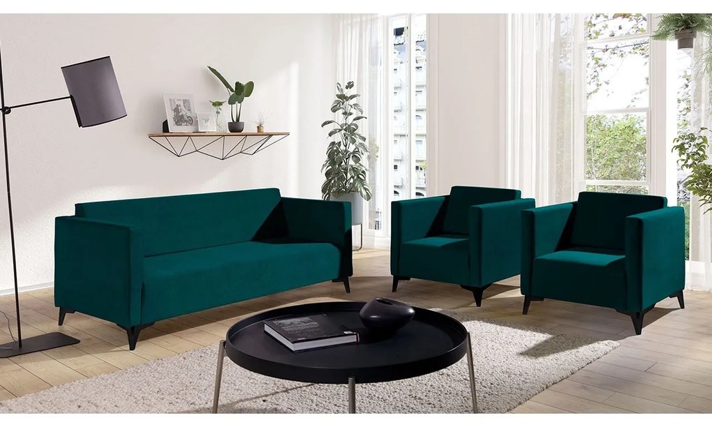 Sedacia súprava Denim 3+1+1, Dostupné poťahy: Solo 260, Farby nožičiek: lesk chróm