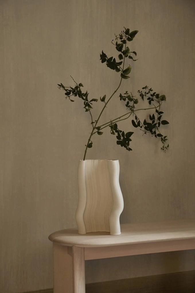 Ferm Living Kameninová váza Moire Off-white 30 cm