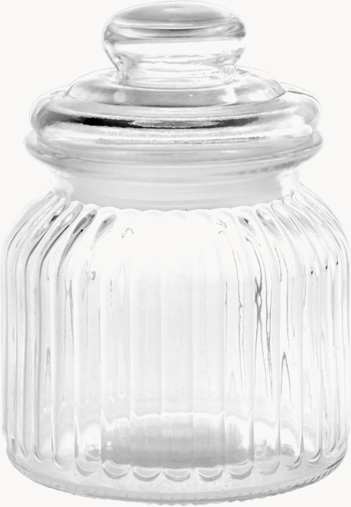 Úložná dóza z vrúbkovaného skla Eva, 650 ml