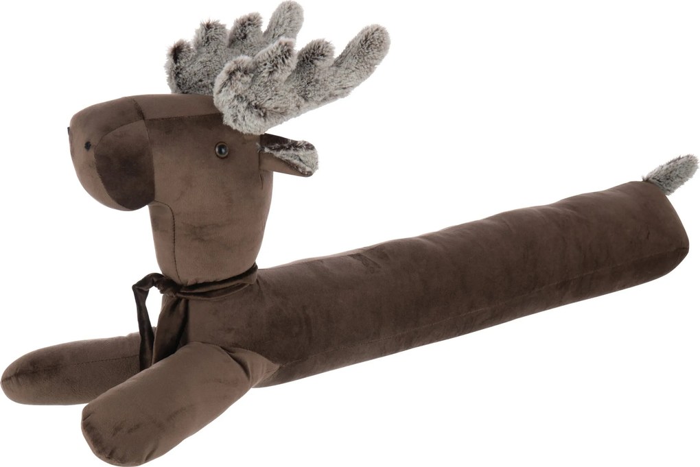 Hnedá zamatová zarážka do okna sob Reindeer – 80*15*35 cm