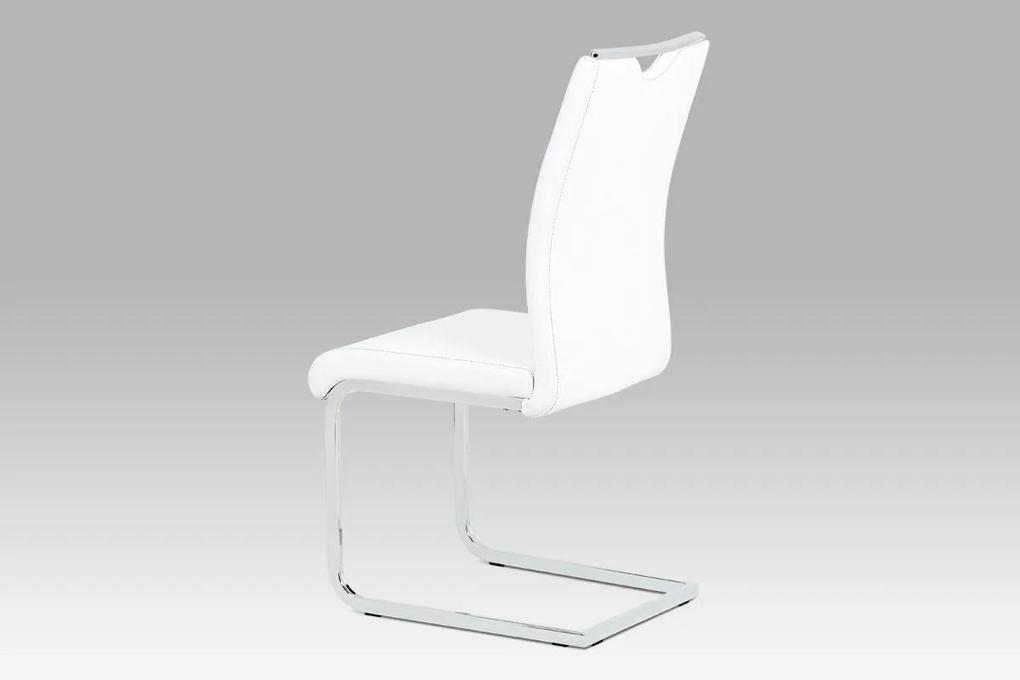 Autronic -  Jedálenská stolička DCL-411 WT biela koženka / chróm