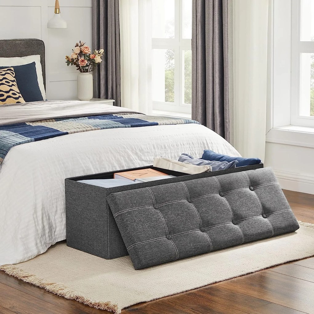 Taburetka, lavica s úložným priestorom, tmavosivá