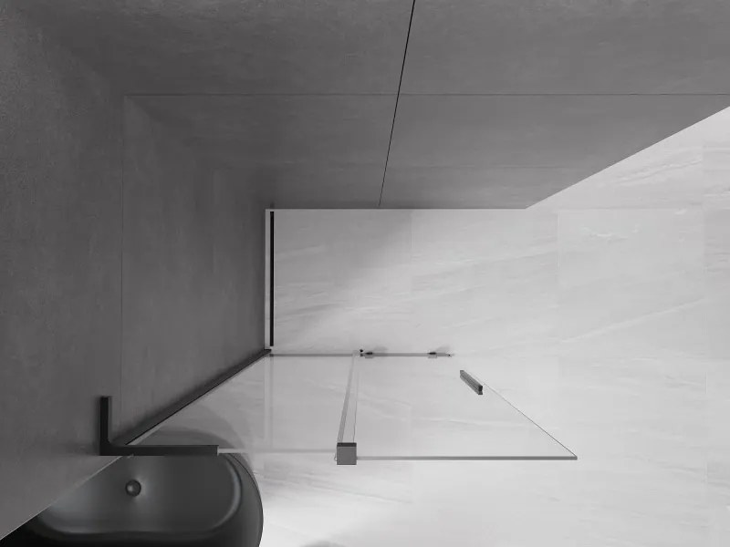Mexen Velar L, posuvná sprchová zástena Walk-in 90 x 200 cm, 8mm číre sklo, čierna matná, 871-090-003-03-70