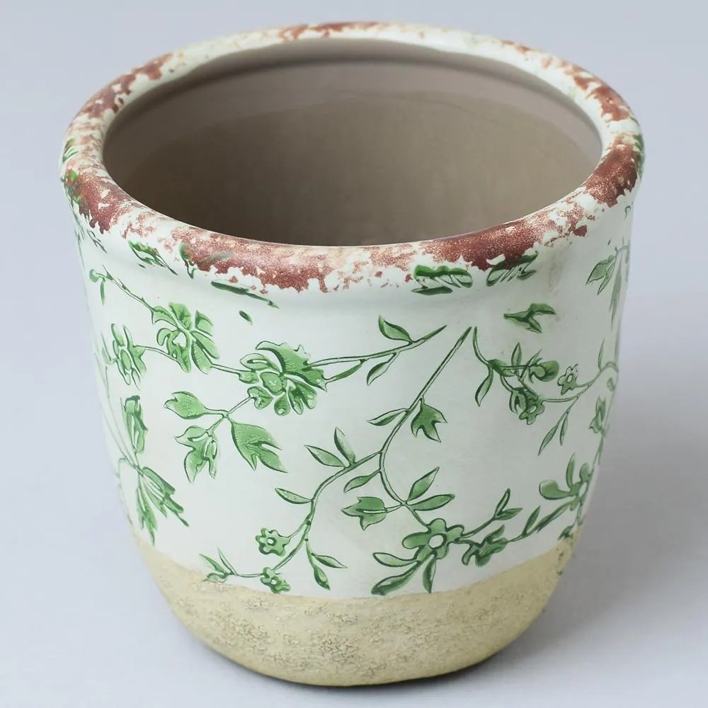 OBAL na kvety Keramika VZOR KVET Zelený 11x11x10CM