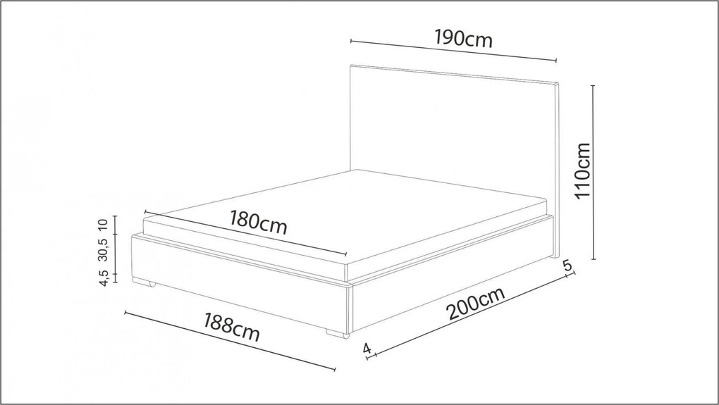 Manželská posteľ 180x200 FLEK 2 - čierna