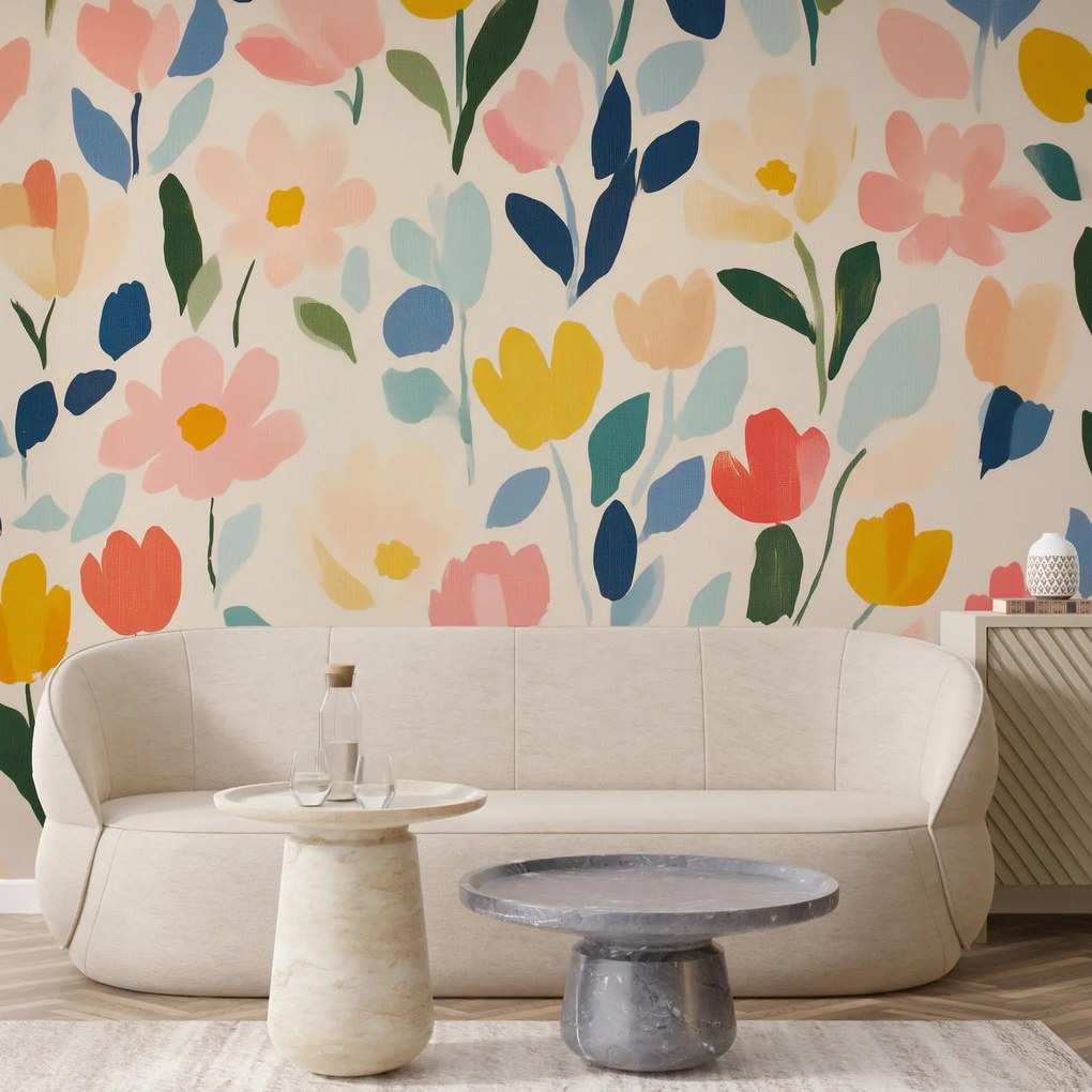 Fototapeta - Veselý kvetinový vzor (147x102 cm)